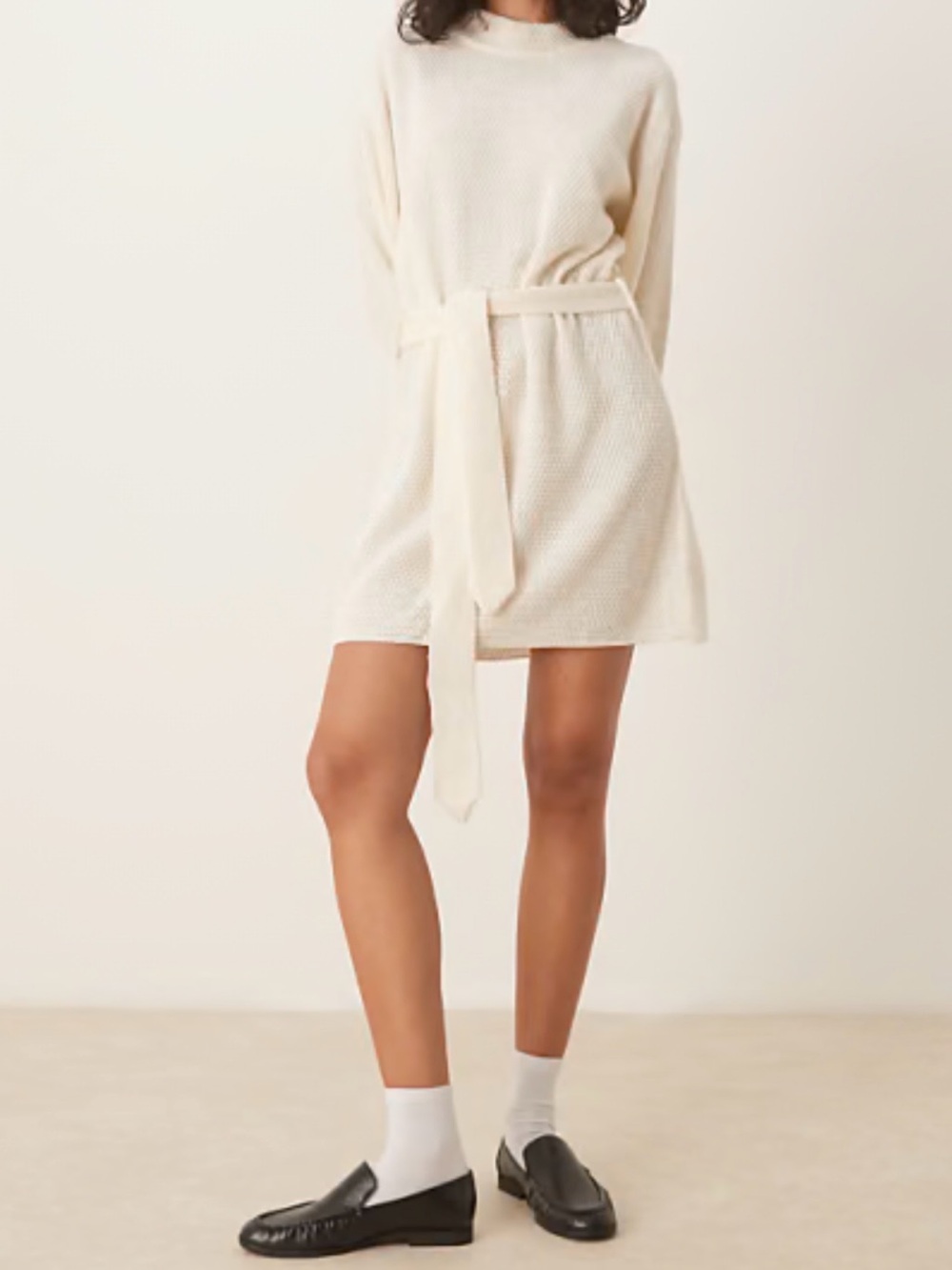 ASOS Cream Knit dress — Lightweight Belted